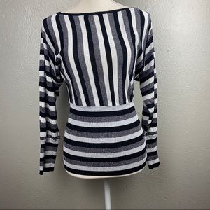 Bebe Striped Metallic Top